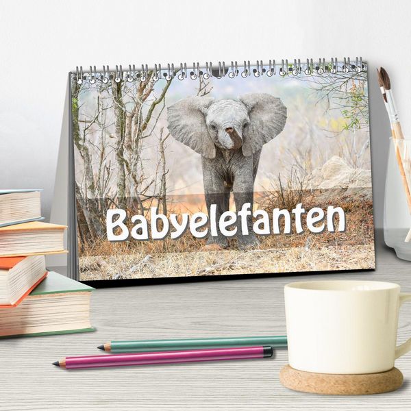 Produktbild: Babyelefanten (Tischkalender 2026 DIN A5 quer), CALVENDO Monatskalender