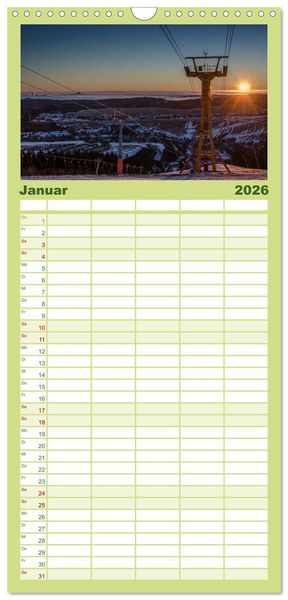 Produktbild: Familienplaner 2026 - Faszination Erzgebirge mit 5 Spalten (Wandkalender, 21 x 45 cm) CALVENDO