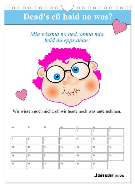 Produktbild: So a Schmarrn! Bairische Mundart (Wandkalender 2026 DIN A4 hoch), CALVENDO Monatskalender
