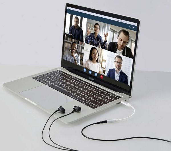 Produktbild: Renkforce RF-6056890 USB-C&reg; / Klinke Adapter [1x USB-C&reg; - 1x Audio, stereo (3.5 mm Klinke)] Wei&szlig; Aluminium-Stecker 0.1 m