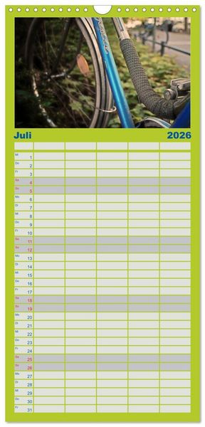 Produktbild: Familienplaner 2026 - Weltfahrrad mit 5 Spalten (Wandkalender, 21 x 45 cm) CALVENDO