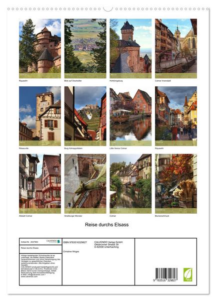 Produktbild: Reise durchs Elsass (hochwertiger Premium Wandkalender 2026 DIN A2 hoch), Kunstdruck in Hochglanz