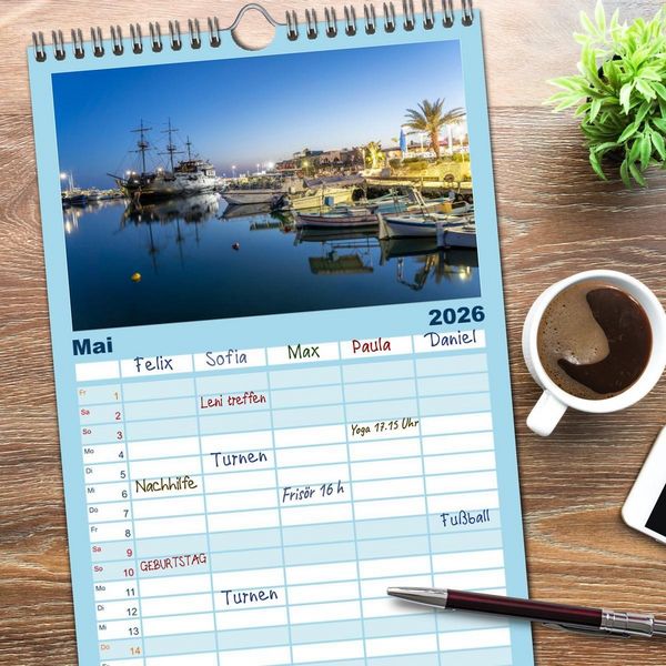 Produktbild: Familienplaner 2026 - Trauminsel Zypern mit 5 Spalten (Wandkalender, 21 x 45 cm) CALVENDO