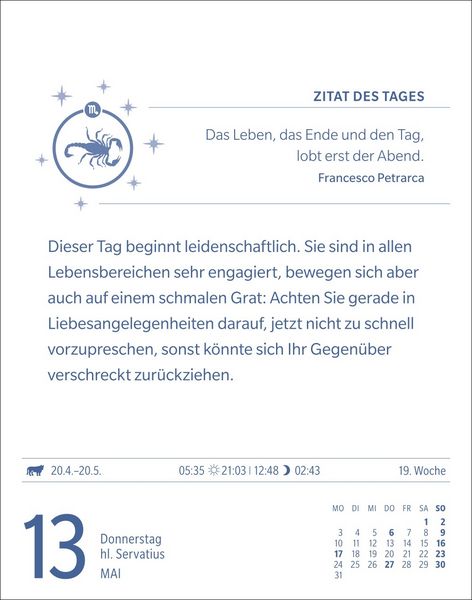 Produktbild: Skorpion Sternzeichenkalender 2027 - Tagesabrei&szlig;kalender - Ihr Horoskop f&uuml;r jeden Tag