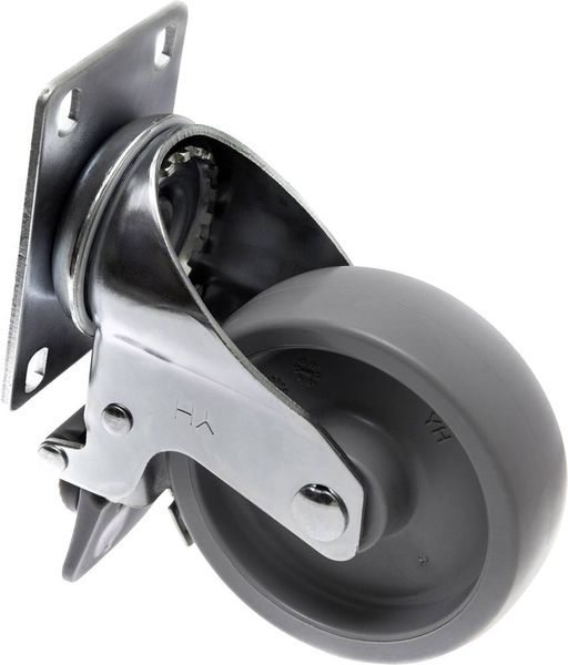 Produktbild: TOOLCRAFT TO-5137938 Lenkrolle 100 mm mit Feststellbremse und Anschraubplatte Tragfähigkeit (max.): 125 kg