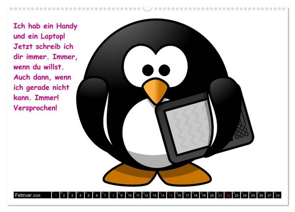 Produktbild: Pinguin-Elfe (hochwertiger Premium Wandkalender 2026 DIN A2 quer), Kunstdruck in Hochglanz