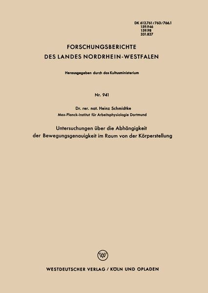 Produktbild: Untersuchungen &uuml;ber die Abh&auml;ngigkeit der Bewegungsgenauigkeit im Raum von der K&ouml;rperstellung