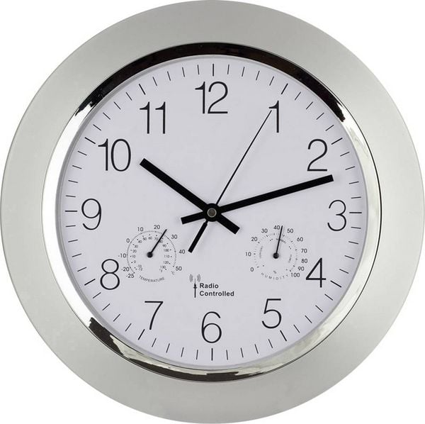 Produktbild: EUROTIME 56004 Funk Wanduhr 34cm x 50mm Silber