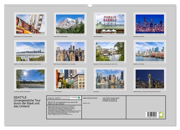 Produktbild: SEATTLE Unvergessliche Tour durch die Stadt und das Umland (Wandkalender 2026 DIN A2 quer), CALVENDO Monatskalender