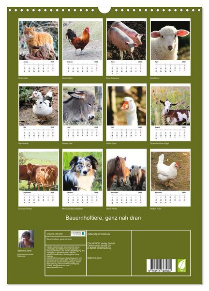 Produktbild: Bauernhoftiere, ganz nah dran (Wandkalender 2026 DIN A3 hoch), CALVENDO Monatskalender