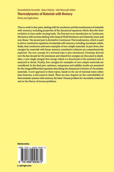 Produktbild: Thermodynamics of Materials with Memory
