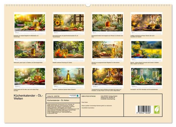 Produktbild: K&uuml;chenkalender - &Ouml;L-Welten (hochwertiger Premium Wandkalender 2027 DIN A2 quer), Kunstdruck in Hochglanz