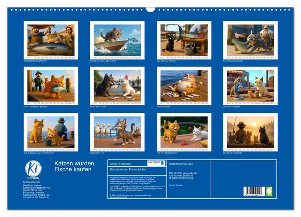 Produktbild: Katzen w&uuml;rden Fische kaufen (Wandkalender 2026 DIN A2 quer), CALVENDO Monatskalender