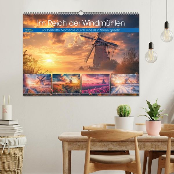Produktbild: Im Reich der Windm&uuml;hlen (Wandkalender 2026 DIN A2 quer), CALVENDO Monatskalender
