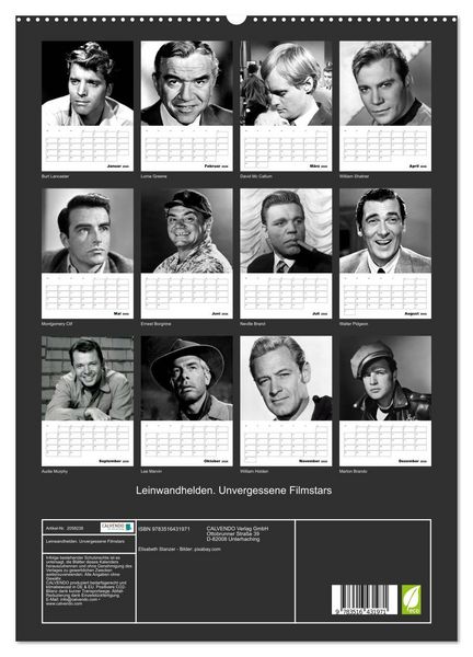 Produktbild: Leinwandhelden. Unvergessene Filmstars (hochwertiger Premium Wandkalender 2026 DIN A2 hoch), Kunstdruck in Hochglanz