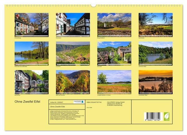 Produktbild: Ohne Zweifel Eifel (hochwertiger Premium Wandkalender 2026 DIN A2 quer), Kunstdruck in Hochglanz