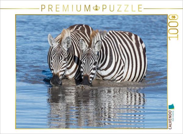 Produktbild: CALVENDO Puzzle Trinkende Zebras | 1000 Teile Lege-Gr&ouml;&szlig;e 64x48cm Foto-Puzzle f&uuml;r gl&uuml;ckliche Stunden