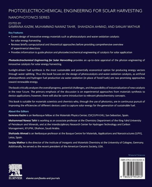Produktbild: Photoelectrochemical Engineering for Solar Harvesting
