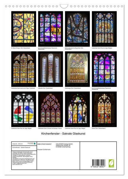 Produktbild: Kirchenfenster - Sakrale Glaskunst (Wandkalender 2026 DIN A3 hoch), CALVENDO Monatskalender