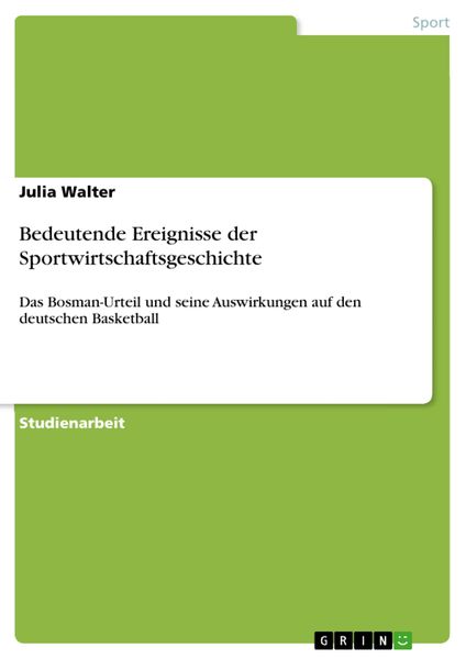 Produktbild: Bedeutende Ereignisse der Sportwirtschaftsgeschichte