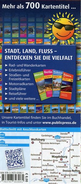 Produktbild: Publicpress Radkarte Magdeburg, Halberstadt, Bernburg, Helmstedt, Tangerh&uuml;tte 1:100.000