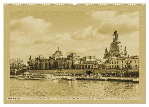 Produktbild: Dresden - Ein Kalender im Zeitungsstil (hochwertiger Premium Wandkalender 2026 DIN A2 quer), Kunstdruck in Hochglanz