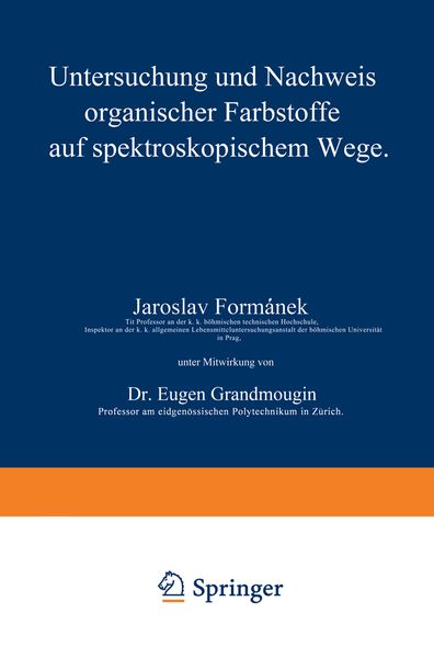 Produktbild: Untersuchung und Nachweis organischer Farbstoffe auf spektroskopischem Wege