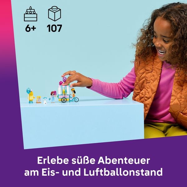 Produktbild: LEGO Friends 42692 Eis- und Luftballonstand, Spielzeug mit Fahrrad