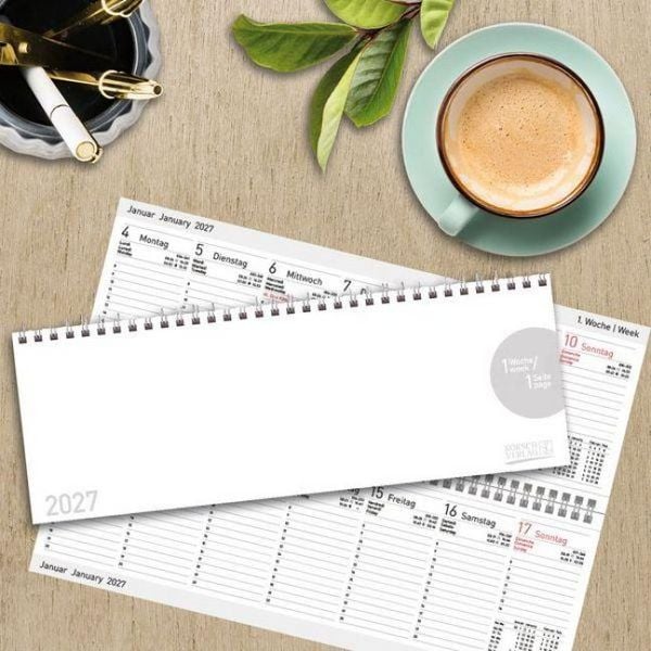 Produktbild: Tischkalender quer Classic Colourlux 2027 wei&szlig;