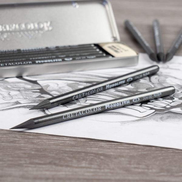 Produktbild: Cretacolor K&uuml;nstlerstifte Monolith Plus Pocket, 6er Set + Radierer