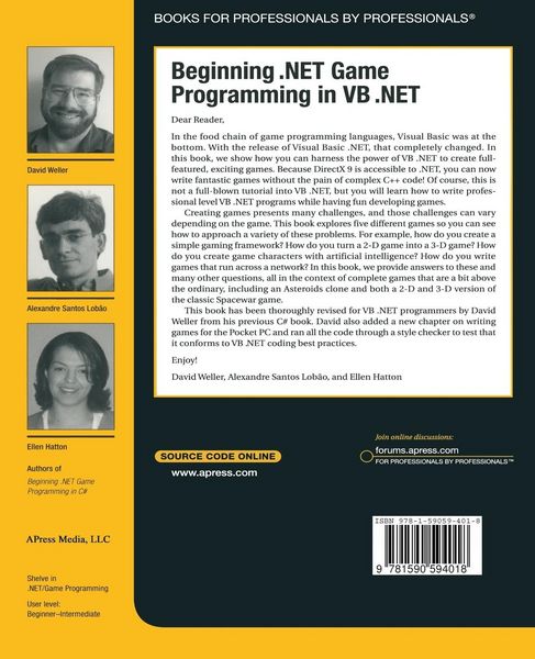 Produktbild: Beginning .NET Game Programming in VB .NET