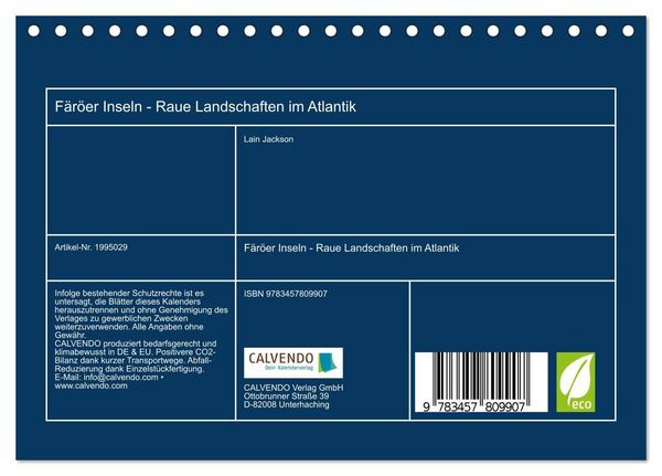 Produktbild: F&auml;r&ouml;er Inseln - Raue Landschaften im Atlantik (Tischkalender 2026 DIN A5 quer), CALVENDO Monatskalender