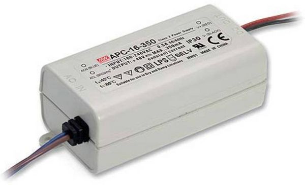 Produktbild: MEAN WELL APC-16-350 LED-Treiber Konstantstrom 16 W 0.35 A 12 - 48 V/DC nicht dimmbar, &Uuml;berlastschutz 1 St.