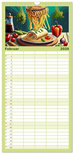 Produktbild: Familienplaner 2026 - Nudel Varianten mit 5 Spalten (Wandkalender, 21 x 45 cm) CALVENDO