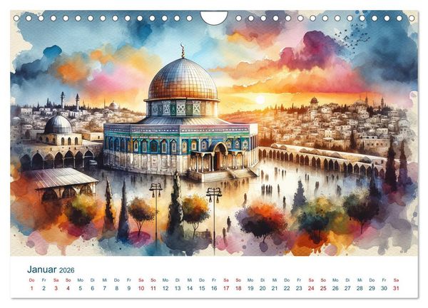 Produktbild: Sehensw&uuml;rdigkeiten in Aquarell (Wandkalender 2026 DIN A4 quer), CALVENDO Monatskalender