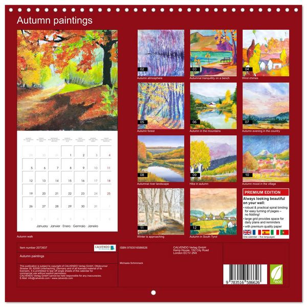 Produktbild: Autumn paintings (Wall Calendar 2026 12 &times; 12 Inch) CALVENDO 12 Month Wall Calendar