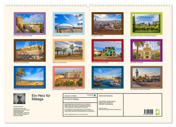 Produktbild: Ein Herz f&uuml;r M&aacute;laga (Wandkalender 2026 DIN A2 quer), CALVENDO Monatskalender