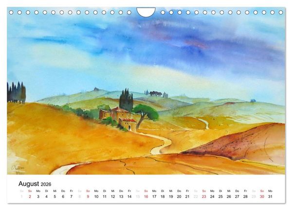 Produktbild: Aquarelle - quer durch Europa (Wandkalender 2026 DIN A4 quer), CALVENDO Monatskalender