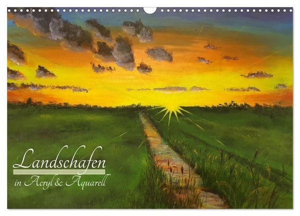 Landschaften in Acryl & Aquarell (Wandkalender 2026 DIN A3 quer), CALVENDO Monatskalender