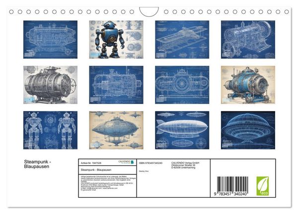 Produktbild: Steampunk - Blaupausen (Wandkalender 2026 DIN A4 quer), CALVENDO Monatskalender