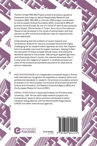 Produktbild: Ethical Issues in Covert, Security and Surveillance Research