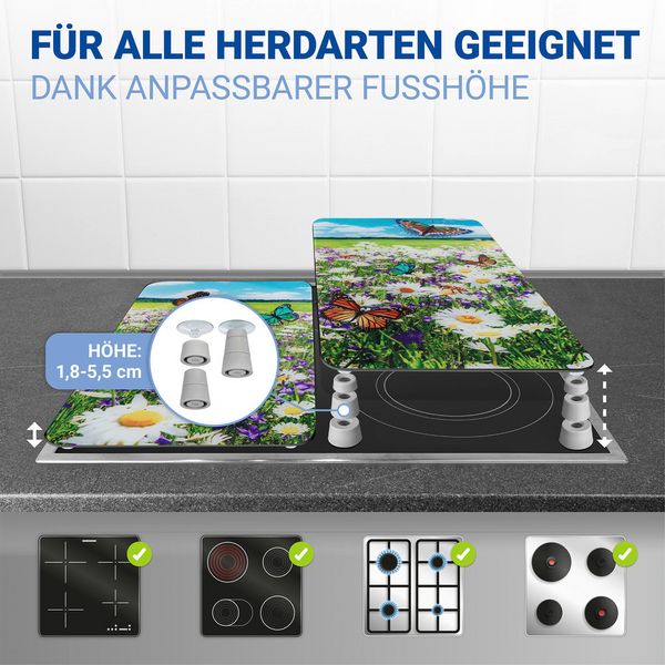 Produktbild: Herdabdeckplatte Universal Mod. Sommerwiese, 2er Set, f&uuml;r alle Herdarten geeignet