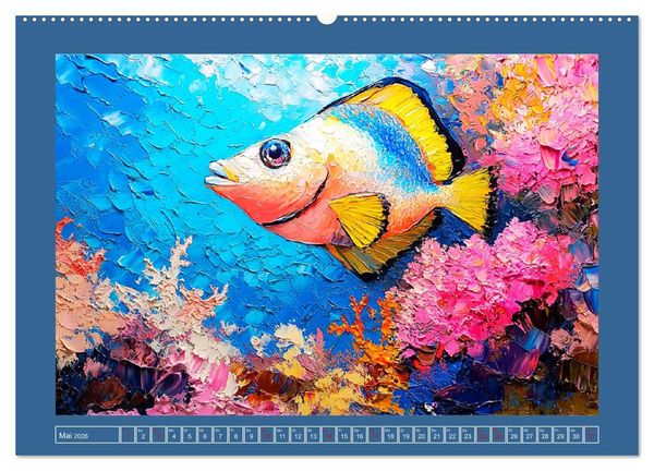 Produktbild: Bunte Fische im &Ouml;lgem&auml;lde-Stil. Zuhause in den Meerestiefen (Wandkalender 2026 DIN A2 quer), CALVENDO Monatskalender