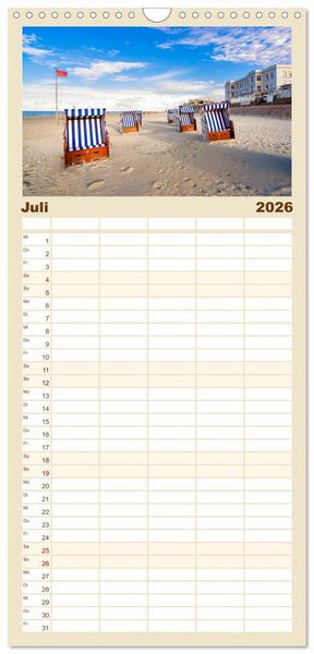 Produktbild: Familienplaner 2026 - NORDSEE-VERLIEBT mit 5 Spalten (Wandkalender, 21 x 45 cm) CALVENDO