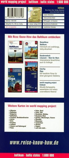 Reise Know-How Landkarte Baltikum / Baltic States (1:600.000) : Estland, Lettland, Litauen und Region Kaliningrad