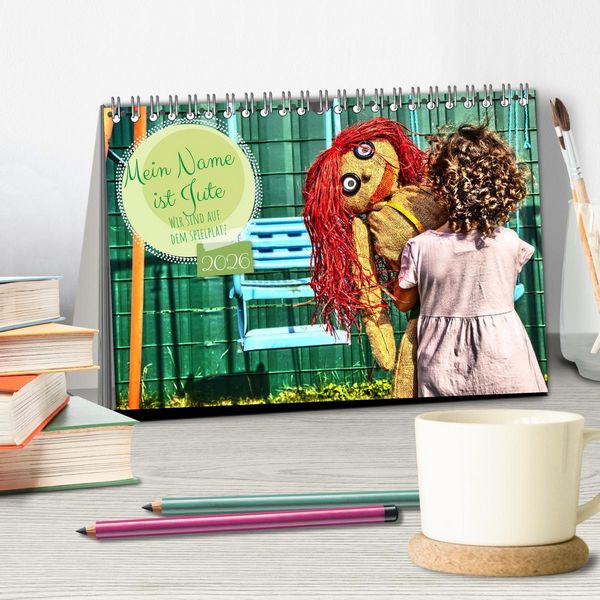 Produktbild: Mein Name ist Jute, wir sind auf dem Spielplatz (Tischkalender 2026 DIN A5 quer), CALVENDO Monatskalender