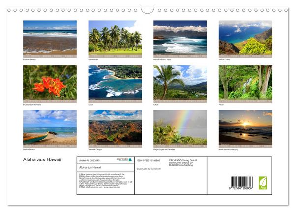 Produktbild: Aloha aus Hawaii (Wandkalender 2026 DIN A3 quer), CALVENDO Monatskalender