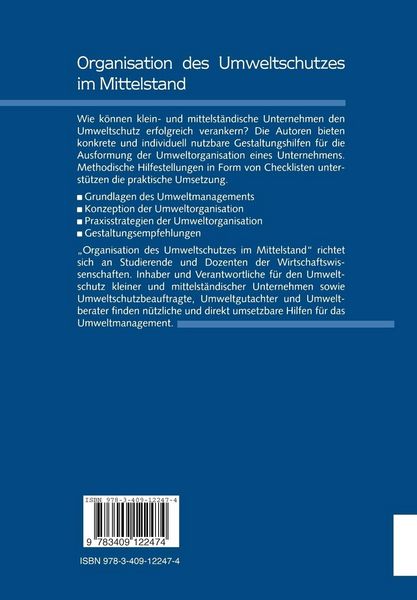 Produktbild: Organisation des Umweltschutzes im Mittelstand