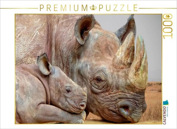 Produktbild: CALVENDO Puzzle Ein Motiv aus dem Kalender Bedrohte Tierart - Nashorn | 1000 Teile Lege-Gr&ouml;&szlig;e 64x48cm Foto-Puzzle f&uuml;r gl&uuml;ckliche Stunden