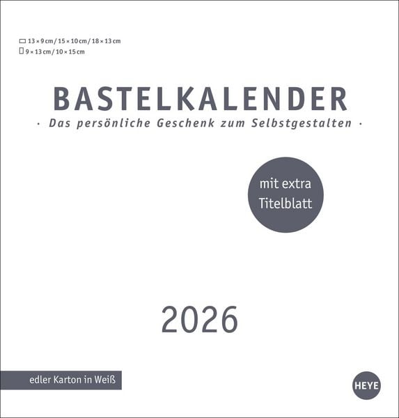 Produktbild: Premium-Bastelkalender weiß mittel 2026
